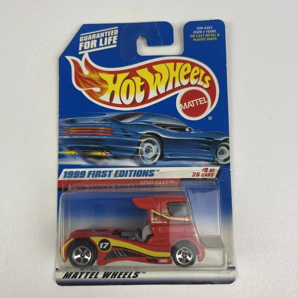 1999 Hot Wheels Vintage First Editions Semi Fast Truck Red 5 Spoke Wheels